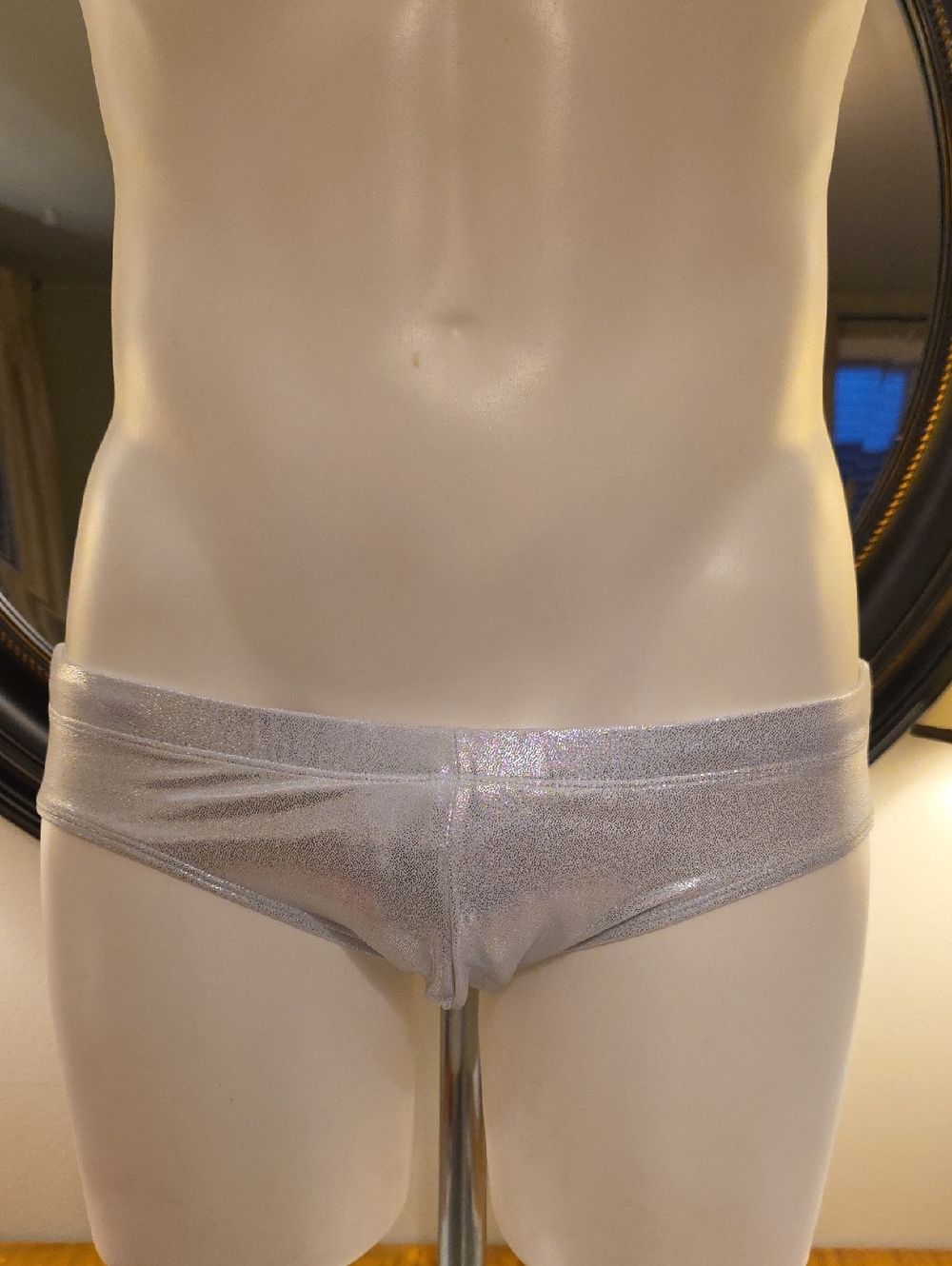 Men's Silver Metallic Shimmer Swim Trunks